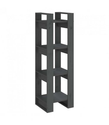 vidaXL Book Cabinet/Room Divider Grey 41x35x125 cm Solid Wood Pine — Size: 41 x 35 x 125 cm