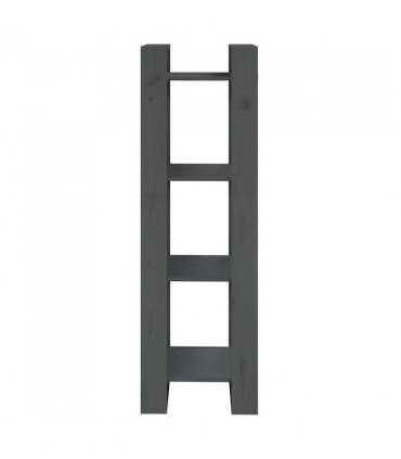 vidaXL Book Cabinet/Room Divider Grey 41x35x125 cm Solid Wood Pine — Size: 41 x 35 x 125 cm