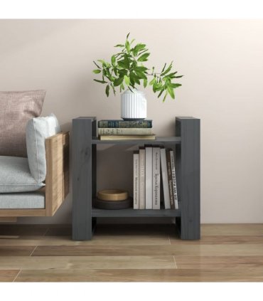 vidaXL Book Cabinet/Room Divider Grey 60x35x57 cm Solid Wood Pine — Size: 60 x 35 x 57 cm