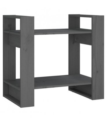 vidaXL Book Cabinet/Room Divider Grey 60x35x57 cm Solid Wood Pine — Size: 60 x 35 x 57 cm