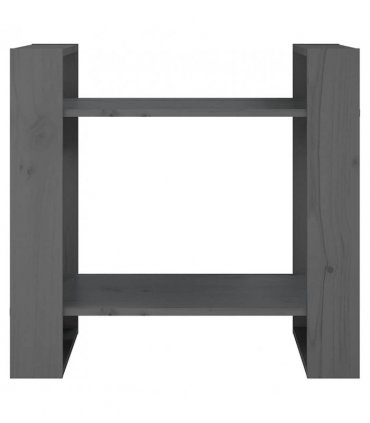 vidaXL Book Cabinet/Room Divider Grey 60x35x57 cm Solid Wood Pine — Size: 60 x 35 x 57 cm