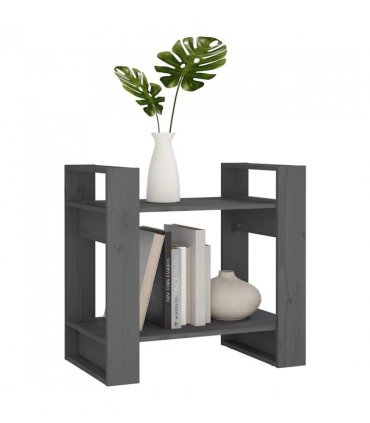 vidaXL Book Cabinet/Room Divider Grey 60x35x57 cm Solid Wood Pine — Size: 60 x 35 x 57 cm