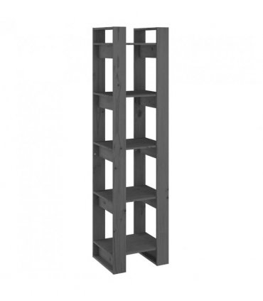 vidaXL Book Cabinet/Room Divider Grey 41x35x160 cm Solid Wood Pine — Size: 41 x 35 x 160 cm