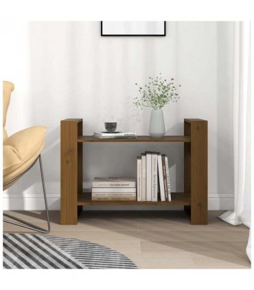 vidaXL Book Cabinet/Room Divider Honey Brown 80x35x56.5 cm Solid Wood — Size: 80 x 35 x 56.5 cm