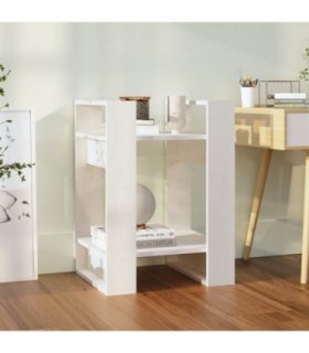 vidaXL Book Cabinet/Room Divider White 41x35x57 cm Solid Wood Pine — Size: 41 x 35 x 57 cm