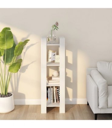 vidaXL Book Cabinet/Room Divider White 41x35x125 cm Solid Wood Pine — Size: 41 x 35 x 125 cm