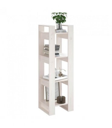 vidaXL Book Cabinet/Room Divider White 41x35x125 cm Solid Wood Pine — Size: 41 x 35 x 125 cm