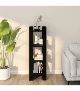 vidaXL Book Cabinet | Black | Solid Pine Wood | 41x35x125 cm | Storage — Size: 41 x 35 x 125 cm