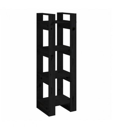 vidaXL Book Cabinet | Black | Solid Pine Wood | 41x35x125 cm | Storage — Size: 41 x 35 x 125 cm