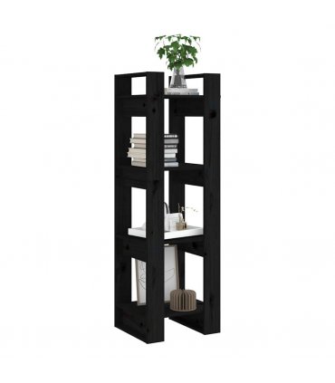 vidaXL Book Cabinet | Black | Solid Pine Wood | 41x35x125 cm | Storage — Size: 41 x 35 x 125 cm