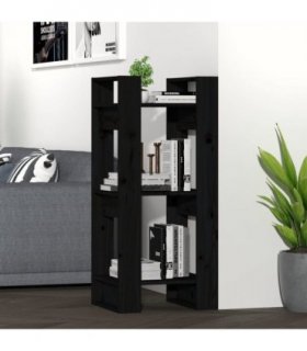 vidaXL Book Cabinet | Black | Solid pine wood | Compact | Book Cabinet — Size: 41 x 35 x 91 cm