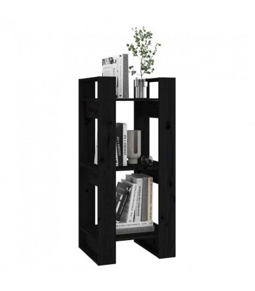 vidaXL Book Cabinet | Black | Solid pine wood | Compact | Book Cabinet — Size: 41 x 35 x 91 cm
