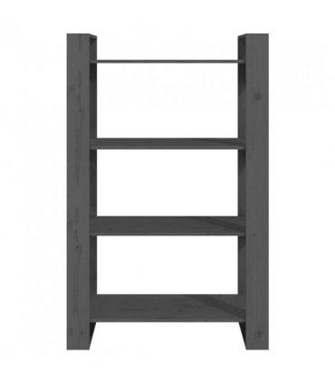 vidaXL Book Cabinet/Room Divider Grey 80x35x125 cm Solid Wood Pine — Size: 80 x 35 x 125 cm
