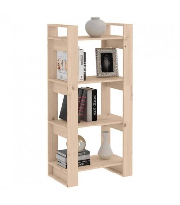 vidaXL Book Cabinet/Room Divider 60x35x125 cm Solid Wood — Colour: natural, Size: 60 x 35 x 125 cm