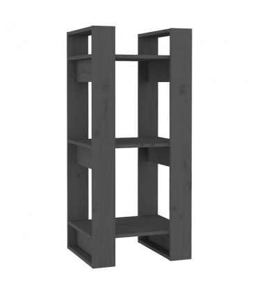 vidaXL Book Cabinet/Room Divider Grey 41x35x91 cm Solid Wood Pine — Size: 41 x 35 x 91 cm