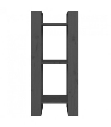 vidaXL Book Cabinet/Room Divider Grey 41x35x91 cm Solid Wood Pine — Size: 41 x 35 x 91 cm