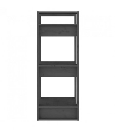 vidaXL Book Cabinet/Room Divider Grey 41x35x91 cm Solid Wood Pine — Size: 41 x 35 x 91 cm