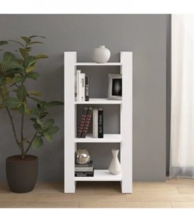 vidaXL Book Cabinet/Room Divider White 60x35x125 cm Solid Wood — Size: 60 x 35 x 125 cm