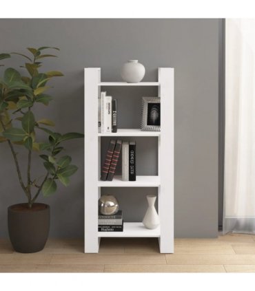 vidaXL Book Cabinet/Room Divider White 60x35x125 cm Solid Wood — Size: 60 x 35 x 125 cm