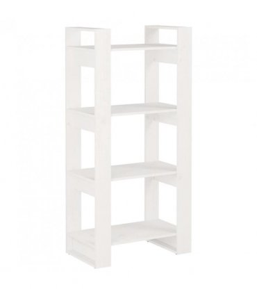 vidaXL Book Cabinet/Room Divider White 60x35x125 cm Solid Wood — Size: 60 x 35 x 125 cm