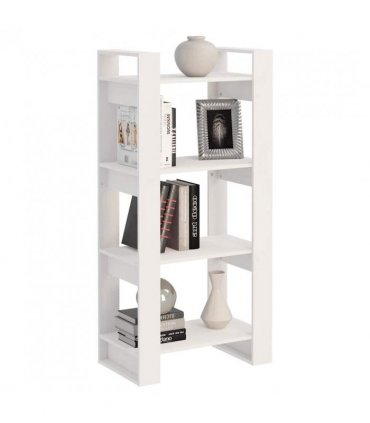 vidaXL Book Cabinet/Room Divider White 60x35x125 cm Solid Wood — Size: 60 x 35 x 125 cm