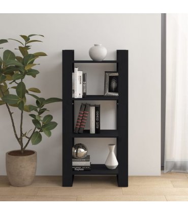 vidaXL Book Cabinet | Black | Solid pine wood | Medium | Black Book Cabinet — Size: 60 x 35 x 125 cm