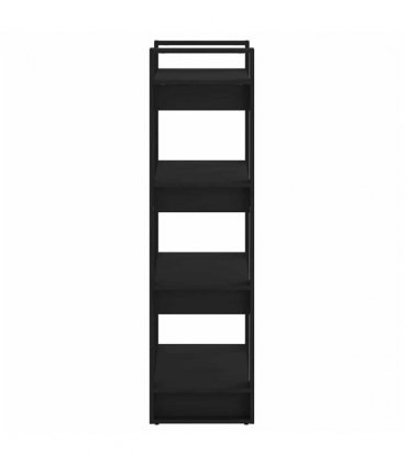 vidaXL Book Cabinet | Black | Solid pine wood | Medium | Black Book Cabinet — Size: 60 x 35 x 125 cm