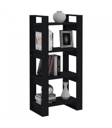 vidaXL Book Cabinet | Black | Solid pine wood | Medium | Black Book Cabinet — Size: 60 x 35 x 125 cm