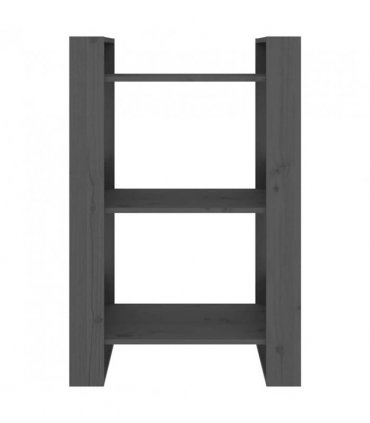 vidaXL Book Cabinet/Room Divider Grey 60x35x91 cm Solid Wood Pine — Size: 60 x 35 x 91 cm