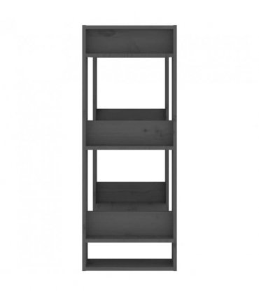 vidaXL Book Cabinet/Room Divider Grey 60x35x91 cm Solid Wood Pine — Size: 60 x 35 x 91 cm