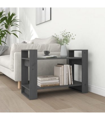 vidaXL Book Cabinet/Room Divider Grey 80x35x56.5 cm Solid Wood Pine — Size: 80 x 35 x 56.5 cm