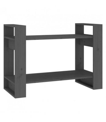 vidaXL Book Cabinet/Room Divider Grey 80x35x56.5 cm Solid Wood Pine — Size: 80 x 35 x 56.5 cm