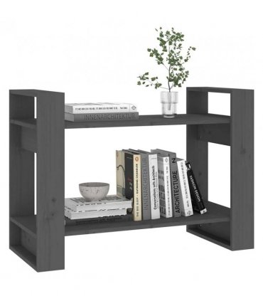vidaXL Book Cabinet/Room Divider Grey 80x35x56.5 cm Solid Wood Pine — Size: 80 x 35 x 56.5 cm