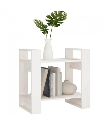 vidaXL Book Cabinet/Room Divider White 60x35x57 cm Solid Wood Pine — Size: 60 x 35 x 57 cm