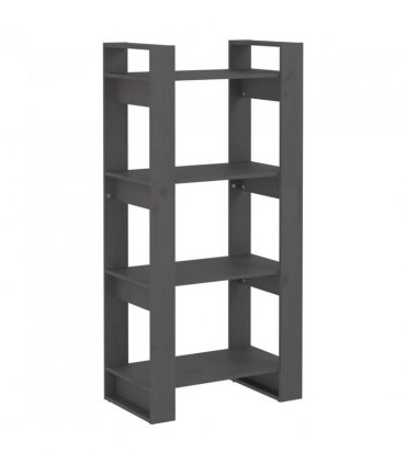 vidaXL Book Cabinet/Room Divider Grey 60x35x125 cm Solid Wood — Size: 60 x 35 x 125 cm