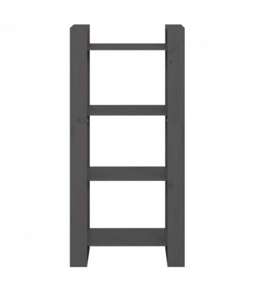 vidaXL Book Cabinet/Room Divider Grey 60x35x125 cm Solid Wood — Size: 60 x 35 x 125 cm