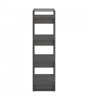 vidaXL Book Cabinet/Room Divider Grey 60x35x125 cm Solid Wood — Size: 60 x 35 x 125 cm