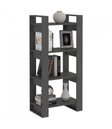 vidaXL Book Cabinet/Room Divider Grey 60x35x125 cm Solid Wood — Size: 60 x 35 x 125 cm