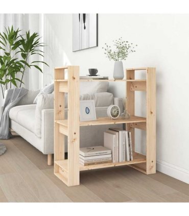 vidaXL Book Cabinet/Room Divider 80x35x91 cm Solid Wood Pine — Colour: natural, Size: 80 x 35 x 91 cm