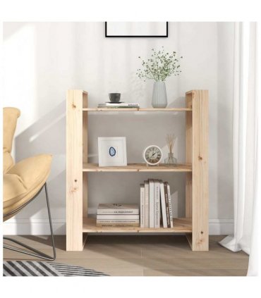 vidaXL Book Cabinet/Room Divider 80x35x91 cm Solid Wood Pine — Colour: natural, Size: 80 x 35 x 91 cm