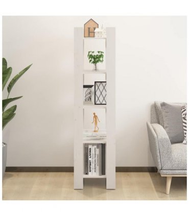 vidaXL Book Cabinet/Room Divider White 41x35x160 cm Solid Wood Pine — Size: 41 x 35 x 160 cm