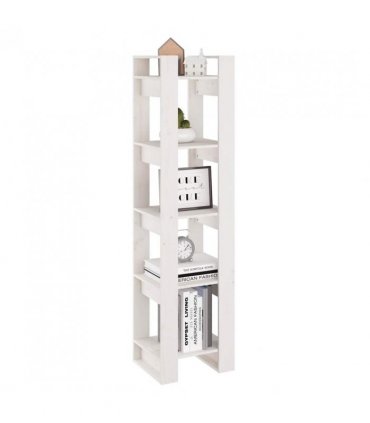 vidaXL Book Cabinet/Room Divider White 41x35x160 cm Solid Wood Pine — Size: 41 x 35 x 160 cm