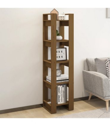 vidaXL Book Cabinet/Room Divider Honey Brown 41x35x160 cm Solid Wood Pine — Size: 41 x 35 x 160 cm