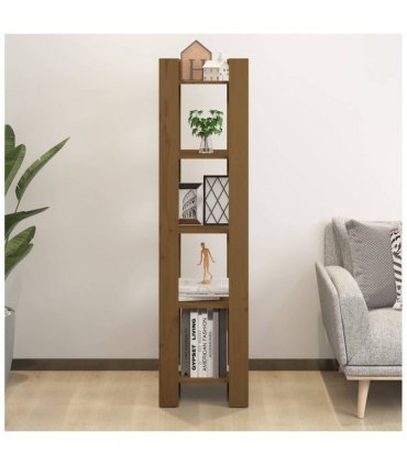 vidaXL Book Cabinet/Room Divider Honey Brown 41x35x160 cm Solid Wood Pine — Size: 41 x 35 x 160 cm