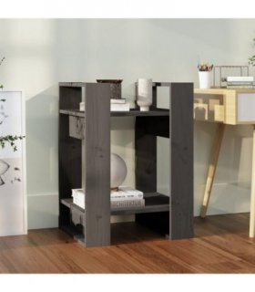 vidaXL Book Cabinet/Room Divider Grey 41x35x57 cm Solid Wood Pine — Size: 41 x 35 x 57 cm