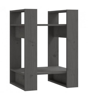 vidaXL Book Cabinet/Room Divider Grey 41x35x57 cm Solid Wood Pine — Size: 41 x 35 x 57 cm