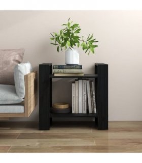 vidaXL Book Cabinet | Black | Solid Pine Wood | Small | Book Cabinet — Size: 60 x 35 x 57 cm