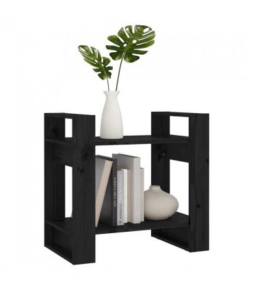 vidaXL Book Cabinet | Black | Solid Pine Wood | Small | Book Cabinet — Size: 60 x 35 x 57 cm