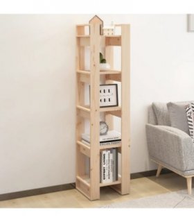 vidaXL Book Cabinet/Room Divider 41x35x160 cm Solid Wood Pine — Colour: natural, Size: 41 x 35 x 160 cm