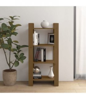 vidaXL Book Cabinet/Room Divider Honey Brown 60x35x125 cm Solid Wood — Size: 60 x 35 x 125 cm